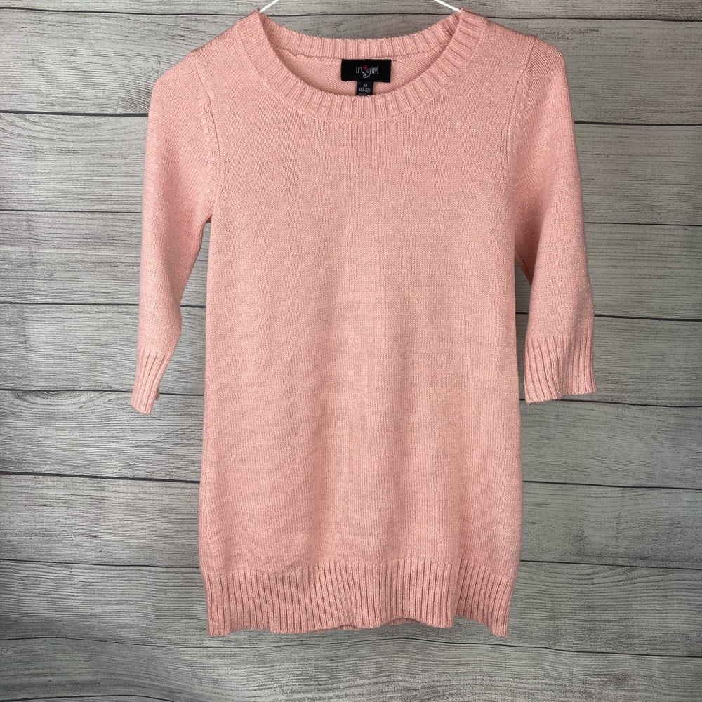 Pink in girl sweater extra long Med (10-12)